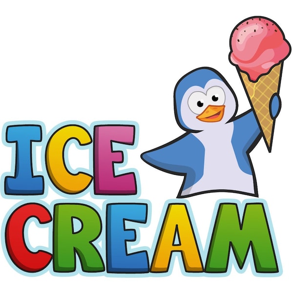 Safety Sign, 9 in Height, Vinyl, 6 in Length, Ice Cream 1, D-DC-36-Ice Cream 1